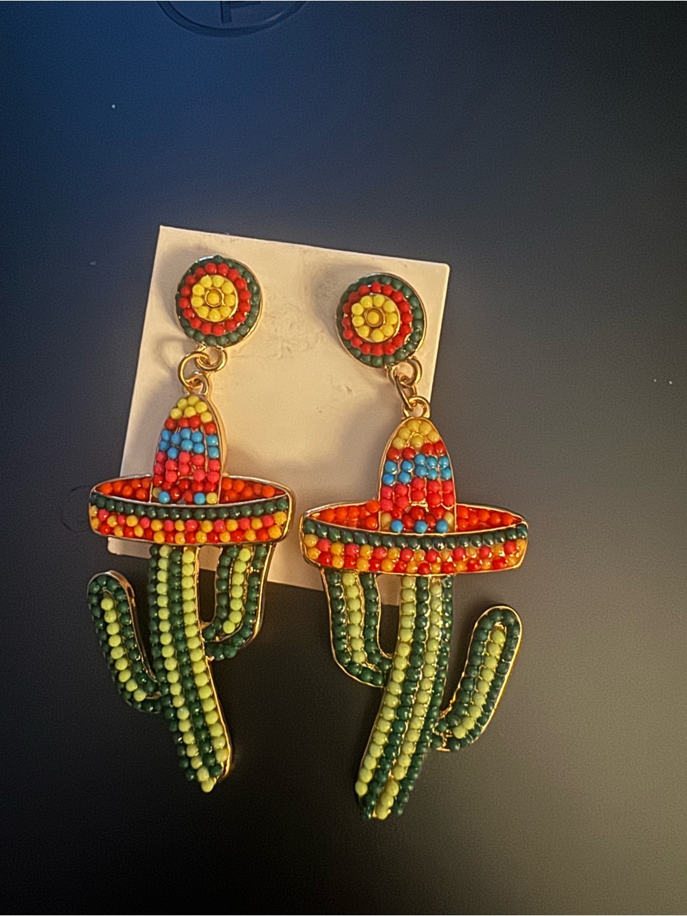 Colorful Beaded Cactus Drop Earrings - Multicolor